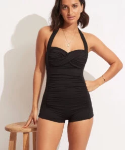 Seafolly Ladies Seafolly Collective Boyleg One Piece Black