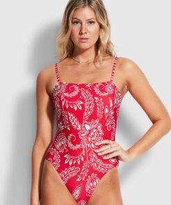 Seafolly Ladies Folklore Tube One Piece Chilli red