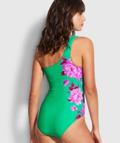 Seafolly Ladies Full Bloom One Shoulder One Piece Jade -Seafolly Fashion Store 11014 932 Jade 5