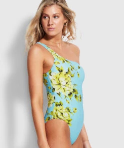 Seafolly Ladies Full Bloom One Shoulder One Piece Sky -Seafolly Fashion Store 11014 932 Sky 3