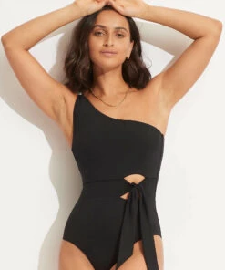 Seafolly Ladies Seafolly Collective Tie Waist One Piece Black 8 Seafolly Ladies Seafolly Collective Tie Waist One Piece Black -Seafolly Fashion Store 11027 942 Black 3