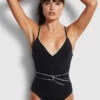 Seafolly Ladies Active V Neck Maillot Black