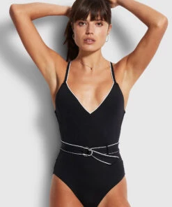 Seafolly Ladies Active V Neck Maillot Black