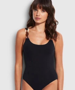 Seafolly Ladies Belize Scoop Back One Piece Black