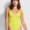Seafolly Ladies Riviera Deep V One Piece Wild lime
