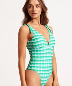 Seafolly Ladies Portofino V Neck One Piece Jade -Seafolly Fashion Store 11041 939 Jade 3