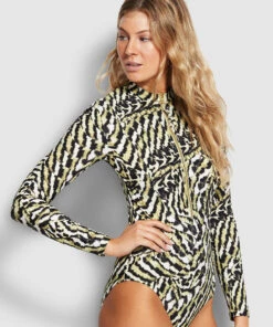 Seafolly Ladies Mandalay Zip Front Surf Suit Olive oil -Seafolly Fashion Store 11050 985 Olive2520Oil 3