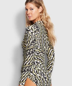 Seafolly Ladies Mandalay Zip Front Surf Suit Olive oil -Seafolly Fashion Store 11050 985 Olive2520Oil 4