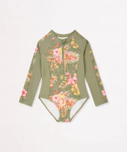 Seafolly Girls Long Sleeve Paddlesuit Tropical