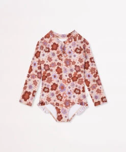 Seafolly Girls Retro Girls Long Sleeve Ruffle Paddlesuit
