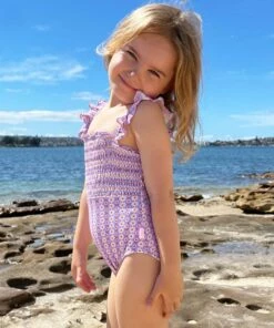 Seafolly Girls Retro Girls Shirred One Piece Ditsy stripe