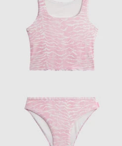 Seafolly Girls Zanzibar Zebra Longline Tankini Sweet pink