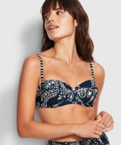Seafolly Ladies Folklore Bustier Bra True navy