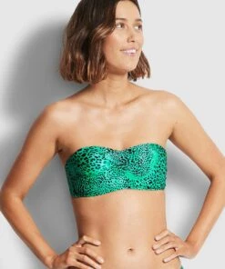 Seafolly Ladies Wild Ones Bustier Bandeau Bikini Top Jade