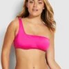 Seafolly Active One Shoulder Bandeau Bikini Top Ultra pink