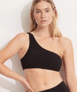 Seafolly Ladies Sea Dive One Shoulder Top Black