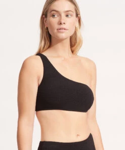 Seafolly Ladies Sea Dive One Shoulder Top Black -Seafolly Fashion Store 31018 861 Black 3