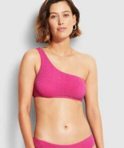 Seafolly Ladies Sea Dive One Shoulder Top Fuchsia rose -Seafolly Fashion Store 31018 861 FuchsiaRos 5