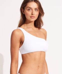 Seafolly Ladies Sea Dive One Shoulder Top White -Seafolly Fashion Store 31018 861 White 3