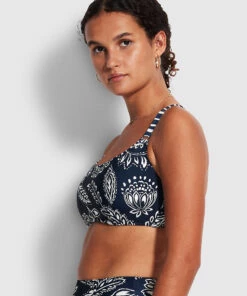 Seafolly Ladies Folklore DD Square Neck Tank True navy -Seafolly Fashion Store 31151DD933 True2520Navy 3