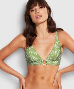 Seafolly Ladies Folklore Longline Tri Green tea