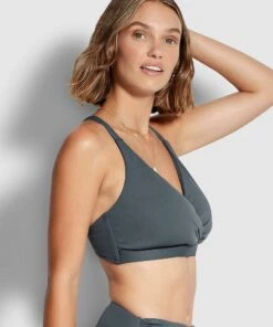 Seafolly F Cup Cross Front Bra Granite -Seafolly Fashion Store 31278F 065 Granite 2