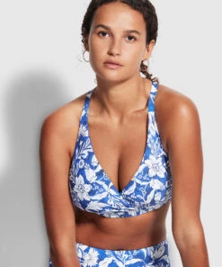 Seafolly Ladies Modern Marina F Cup Cross Front Bra Marina blue