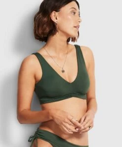 Seafolly Ladies V Neck Crop Top Ivy -Seafolly Fashion Store 31297 065 Ivy 3