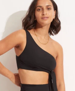 Seafolly Ladies Seafolly Collective One Shoulder Top Black -Seafolly Fashion Store 31342 942 Black 3