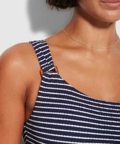 Seafolly Ladies Seaside Stripe One Shoulder Top True navy 11 Seafolly Ladies Seaside Stripe One Shoulder Top True navy -Seafolly Fashion Store 31344 894 True2520Navy 6