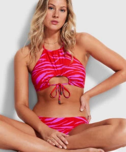 Seafolly Ladies Skin Deep High Neck Tank Mandarin red