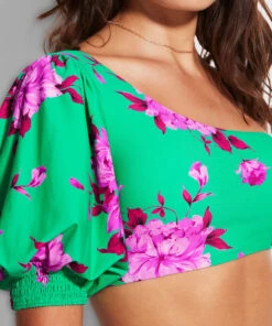 Seafolly Ladies Full Bloom One Shoulder with Puff Sleeve Jade -Seafolly Fashion Store 31373 932 Jade 6