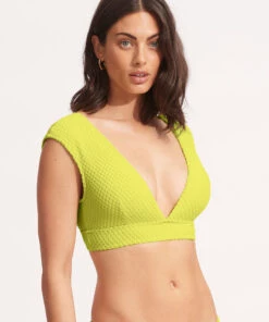 Seafolly Ladies Riviera Cap Sleeve Top Wild lime -Seafolly Fashion Store 31376 929 Wild2520Lime 3