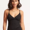 Seafolly Ladies Seafolly Collective Wrap Front Singlet Black
