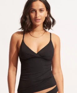Seafolly Ladies Seafolly Collective Wrap Front Singlet Black