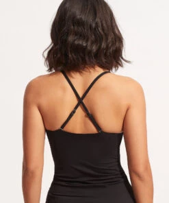 Seafolly Ladies Seafolly Collective Wrap Front Singlet Black -Seafolly Fashion Store 31381 942 Black 4