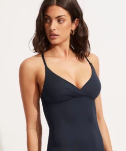 Seafolly Ladies Seafolly Collective Wrap Front Singlet True navy -Seafolly Fashion Store 31381 942 True2520Navy 3