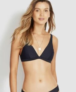 Milea Resort Mini Rib Fixed Tri Bikini Top Ink