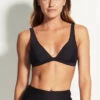 Miléa Mini Rib D Cup Fixed Tri Bikini Top Nero