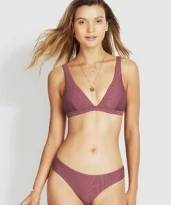 Milea Resort Mini Rib Hipster Bikini Pants Berry