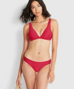 Milea Resort Mini Rib Hipster Bikini Pants Rococo red