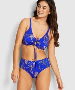 Seafolly El Dorado Wide Side Retro Bikini Pants Cobalt