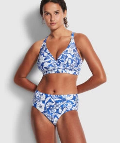 Seafolly Ladies Modern Marina Wide Side Retro Pant Marina blue