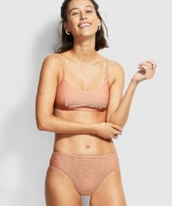 Seafolly Essentials High Rise Rose sands