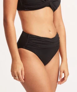 Seafolly Ladies Seafolly Collective High Waist Wrap Front Pant Black -Seafolly Fashion Store 40643 942 Black 4