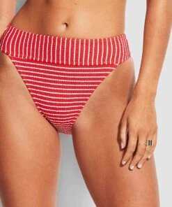 Seafolly Ladies Seaside Stripe Banded Hi Rise Pant Chilli red -Seafolly Fashion Store 40661 894 Chilli2520Red 4