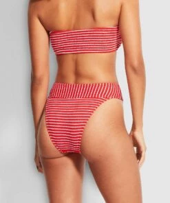 Seafolly Ladies Seaside Stripe Banded Hi Rise Pant Chilli red -Seafolly Fashion Store 40661 894 Chilli2520Red 5