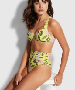 Seafolly Ladies Boheme High Cut Rio Lime light