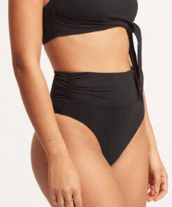 Seafolly Ladies Seafolly Collective High Waist Bikini Pant Black 12 Seafolly Ladies Seafolly Collective High Waist Bikini Pant Black -Seafolly Fashion Store 40665 942 Black 6