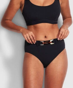 Seafolly Ladies Belize Wide Side Retro Black -Seafolly Fashion Store 40679 927 Black 3